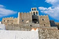 Architecture of the monastery of Saint John the Theologian in Patmos island, Dodecanese, Greece Royalty Free Stock Photo