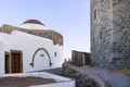 Architecture of the monastery of Saint John the Theologian in Patmos island, Dodecanese, Greece Royalty Free Stock Photo