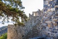 Architecture of the monastery of Saint John the Theologian in Patmos island, Dodecanese, Greece Royalty Free Stock Photo