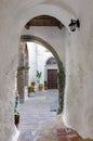 Architecture of the monastery of Saint John the Theologian in Patmos island, Dodecanese, Greece Royalty Free Stock Photo