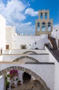 Architecture of the monastery of Saint John the Theologian in Patmos island, Dodecanese, Greece Royalty Free Stock Photo