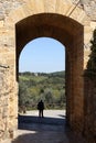 Architecture of Monteriggioni medieval fortress in Italy