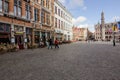 Architecture of narrow bicked street of Brugge Royalty Free Stock Photo