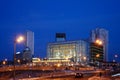 Architecture of the night city with a view of the theater