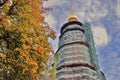 Architecture of Novodevichy convent in Moscow in autumn.