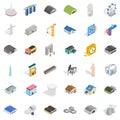 Architecture object icons set, isometric style Royalty Free Stock Photo