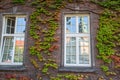 Architecture. Old brick wall and windows. Royalty Free Stock Photo