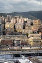 Architecture of the Old Port area of Genoa. View from the sea. Italy Royalty Free Stock Photo