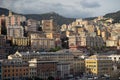 Architecture of the Old Port area of Genoa. View from the sea. Italy Royalty Free Stock Photo