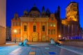 Architecture of the old town of Gdansk with bronze lions statues - emblem of the city, Poland