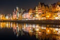 Architecture of old town in Gdansk at night