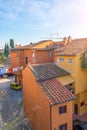 Architecture of the old town typical apartment buildings with hanging laundry in the courtyard Royalty Free Stock Photo