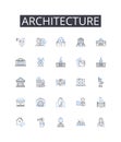 Architecture line icons collection. Mapping, Topography, Geospatial, Remote sensing, Geocoding, Cartography, GIS vector