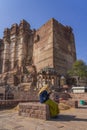 Architecture from outside of Mehrangarh Fort in Jodhpur, Rajasthan, is one of the largest forts in India. Royalty Free Stock Photo