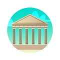 Architecture Parthenon flat color icon. Greece, Athens historical sights.