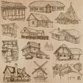 Architecture and places around the world - freehand drawings