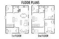 Architecture plan with furniture. House First and second floor p