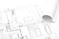 Architecture plan on paper Royalty Free Stock Photo