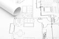 Architecture plan on paper Royalty Free Stock Photo
