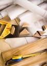 Architecture plan & Tools Royalty Free Stock Photo