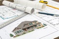Architecture Plans and Sketch of House Project Royalty Free Stock Photo