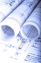 Architecture rolls architectural techical plans architect blueprints