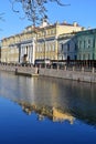 Architecture of Saint Petersburg, Russia. The Moika river and Yusupov palace