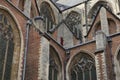 Architecture, shape and stained glass windows of the Hooglandse kerk in the center of Leiden