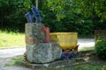 Decorative entrance to the shaft furnace battery from 1871 for the production of quicklime. RÃ¼dersdorf near Berlin, Germany