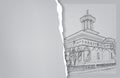 Architecture. Sketch. Drawing of church