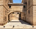 Architecture of Spain. Ancient arcade Royalty Free Stock Photo