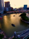 Architecture/Sunset, TOP view over Singapore river.