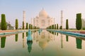 The architecture of the Taj Mahal is an ivory-white marble mausoleum on the south bank of the Yamuna River in the city of Agra