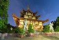 Architecture temple at night when lights flickered as glorified spiritual beauty.