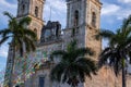 Architecture of the towers of the Church of San Servacio in Valladolid in the middle of the Yucatan peninsula  Mexico Royalty Free Stock Photo