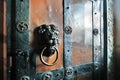 Architecture of Trinity Sergius Lavra. Old church door. Royalty Free Stock Photo