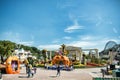 The Architecture and unidentified tourists are in Everland Resort, Yongin City, South Korea, on September 26, 2013