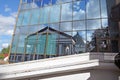 Architecture of VDNH park in Moscow. Glass wall reflection. Royalty Free Stock Photo