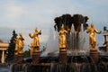 Architecture of VDNKh city park in Moscow. Fountain Friendship of peoples