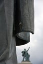 Architecture of VDNKH park in Moscow. Monument to Vladimir Lenin