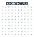 Architecture vector line icons set. Structure, Design, Facade, Building, Planning, Form, Space illustration outline