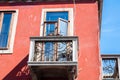 Architecture in Venice, Italy, Europe. Balcony with open window Royalty Free Stock Photo