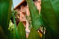 Architecture View of Contemporary Luxury Hotel Resort From Exterior Swimming Pool and Tropical Trees Garden. Villa Resorts Royalty Free Stock Photo