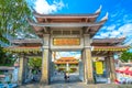 Architecture of Vinh Nghiem ancient temple from outside Royalty Free Stock Photo