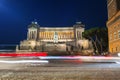 Architecture of the Vittorio Emanuele II Monument in Rome at night, Italy Royalty Free Stock Photo