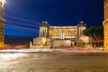 Architecture of the Vittorio Emanuele II Monument in Rome at night, Italy Royalty Free Stock Photo