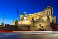 Architecture of the Vittorio Emanuele II Monument in Rome at night, Italy Royalty Free Stock Photo