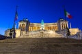 Architecture of the Vittorio Emanuele II Monument in Rome at night, Italy Royalty Free Stock Photo