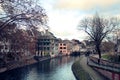 Architecture in waterfront in Alsace Royalty Free Stock Photo