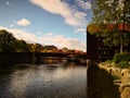 Architecture and waterfront of the city of Trondheim on the Nidelva River Royalty Free Stock Photo